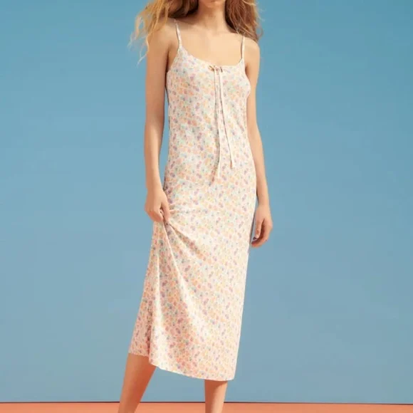 Zara | Dresses | Nwot Zara Knit Floral Print Midi Dress
